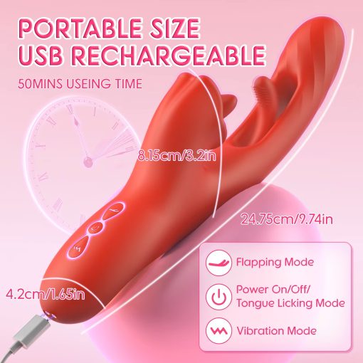 2 in 1 Tongue Thrusting Dildo Vibrator for Women 360 Rotating Clitoris Licking Flapping Couple Female Masturbator 3