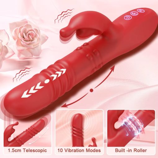 Powerful Rabbit Vibrator For Women G Spot Telescopic Rotating Clitoris Vagina Stimulator Female Masturbator 2