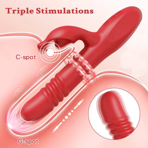 Powerful Rabbit Vibrator For Women G Spot Telescopic Rotating Clitoris Vagina Stimulator Female Masturbator 4