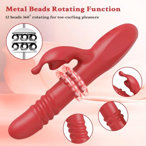 Powerful Rabbit Vibrator For Women G Spot Telescopic Rotating Clitoris Vagina Stimulator Female Masturbator 5