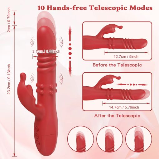 Powerful Rabbit Vibrator For Women G Spot Telescopic Rotating Clitoris Vagina Stimulator Female Masturbator 3