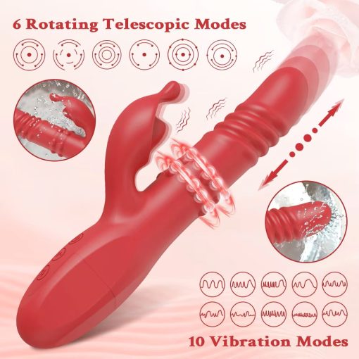 Powerful Rabbit Vibrator For Women G Spot Telescopic Rotating Clitoris Vagina Stimulator Female Masturbator 1