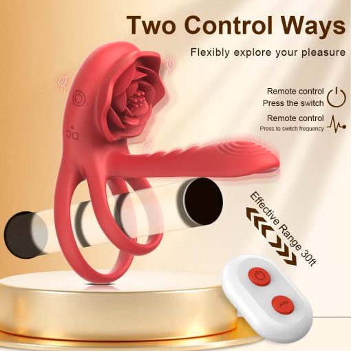 Rose Cock Ring Vibrator Penis Sleeve Sucking Stimulator Remote Control G-spot Erection Ring Clitoral 6