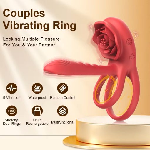 Rose Cock Ring Vibrator Penis Sleeve Sucking Stimulator Remote Control G-spot Erection Ring Clitoral 1