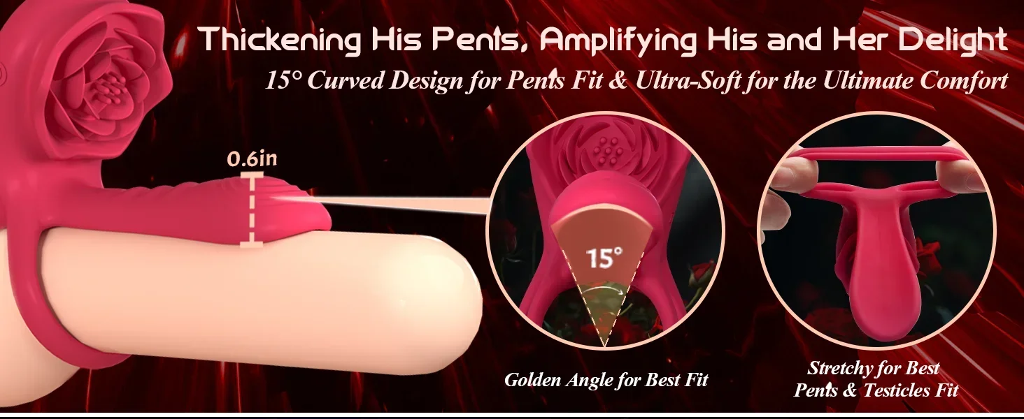 Rose Cock Ring Vibrator Penis Sleeve Sucking Stimulator Remote Control G-spot Erection Ring Clitoral