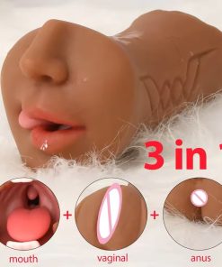 3 IN 1 Masturbation For Men Deep Throat Artificial Real Pussy Oral Male Masturbator Blowjob Realistic Rubber Vagina 6