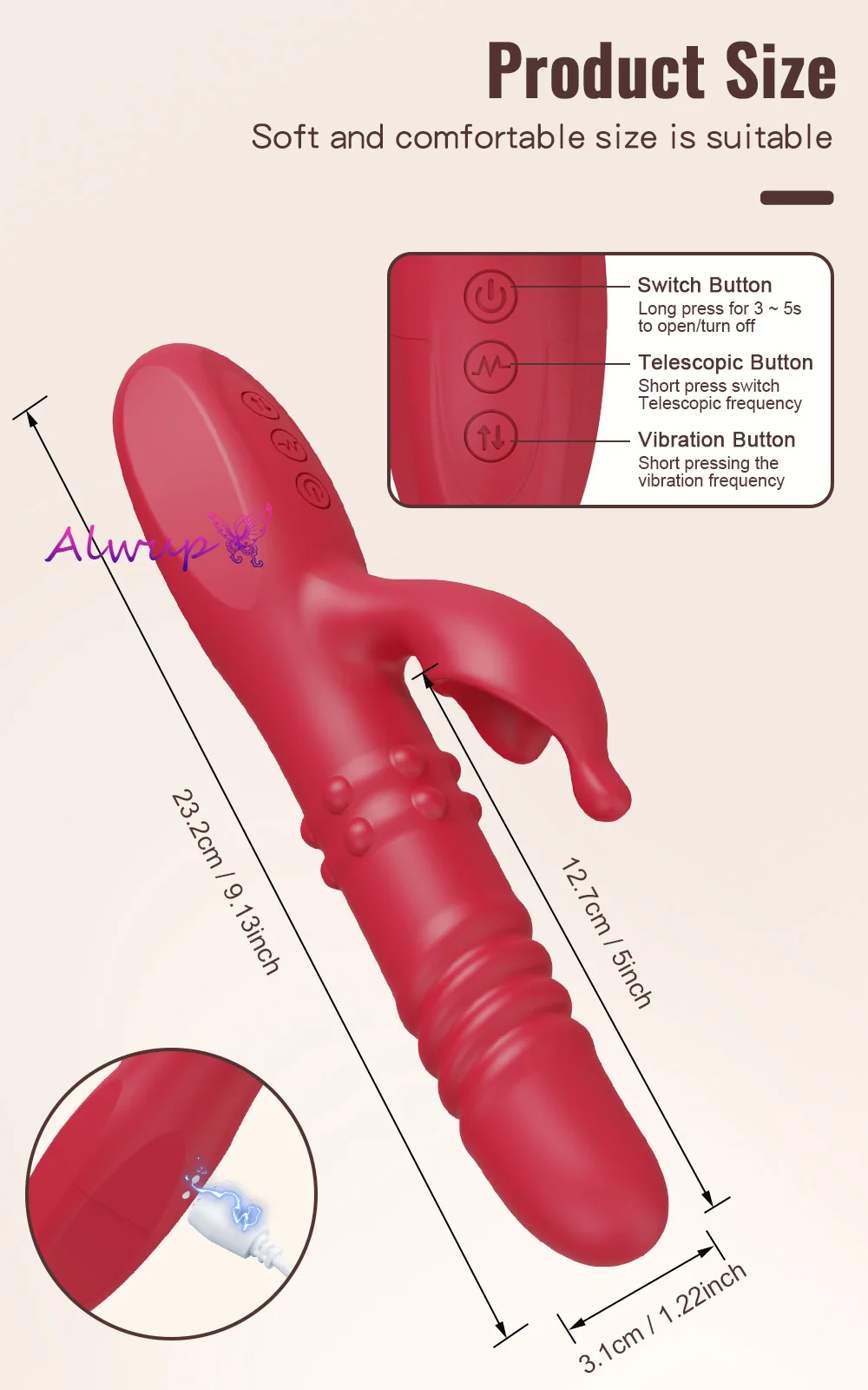 Powerful Rabbit Vibrator For Women G Spot Telescopic Rotating Clitoris Vagina Stimulator Female Masturbator