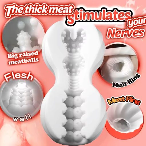 Male Masturbator Cup Pocket Pussy Stroker Manual Artificial Vagina Locking Delay Vibrating Heating Anal Beads 2