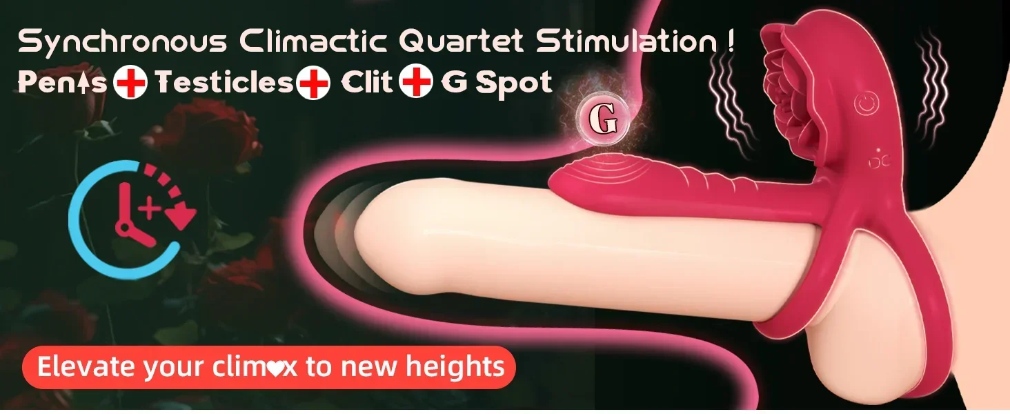 Rose Cock Ring Vibrator Penis Sleeve Sucking Stimulator Remote Control G-spot Erection Ring Clitoral